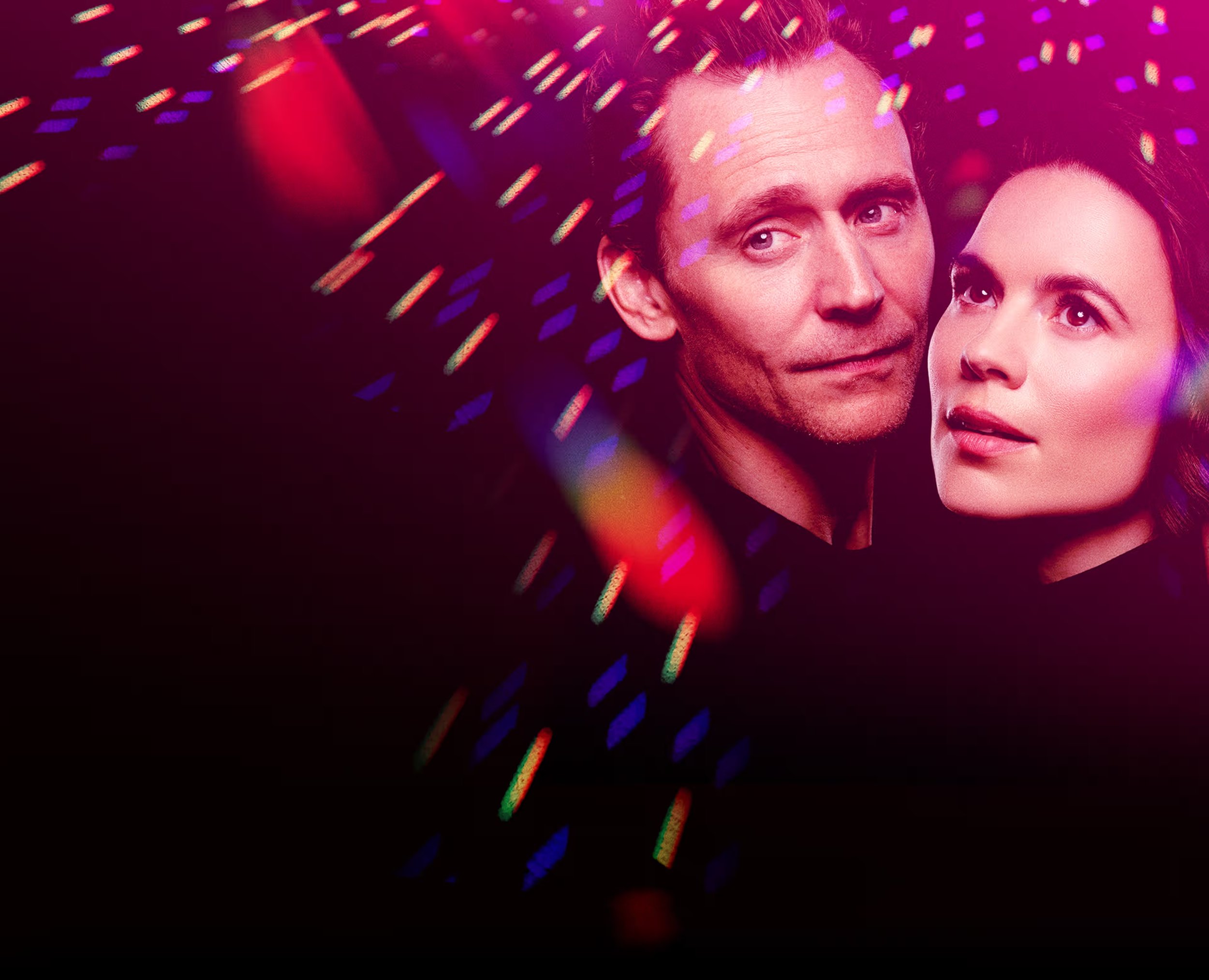 Much Ado About Nothing — official Broadway artwork featuring Tom Hiddleston and Hayley Atwell.