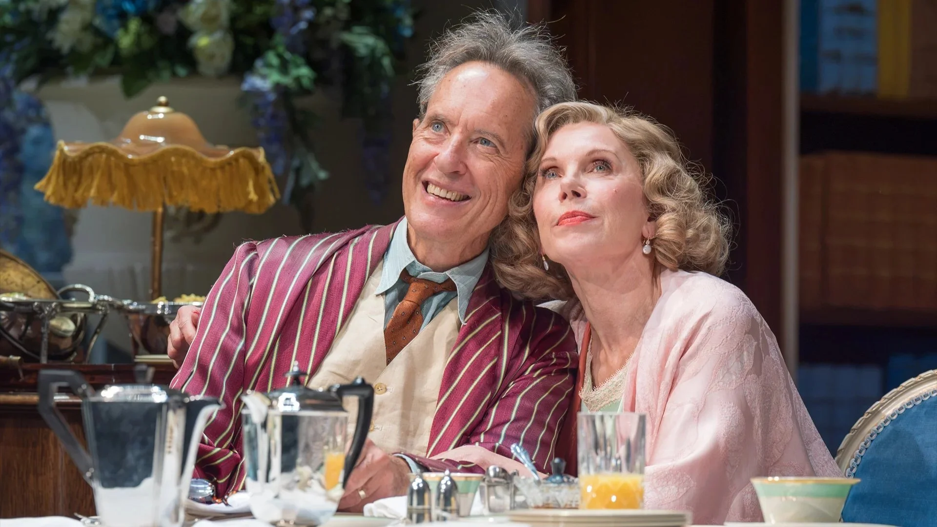 Richard E. Grant and Christine Baranski in Hay Fever. Photography by Marc Brenner.