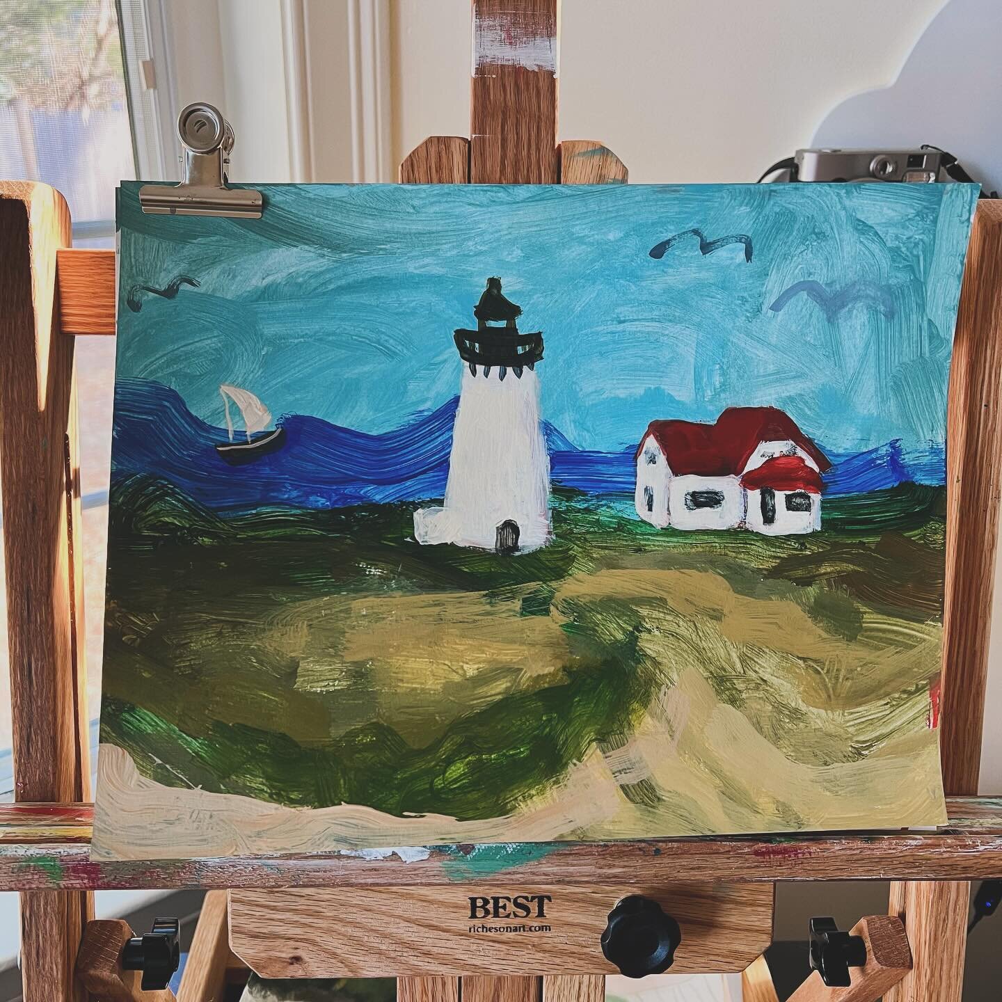 Loosening up! This was a fun one for sure. Race Point Lighthouse - Cape Cod 🐟

#newenglandartist #newenglandart #loosepainting #landscapepaintings #ontheeasel