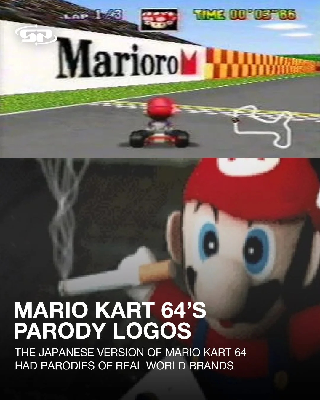 Mario Kart 64’s parody Logos