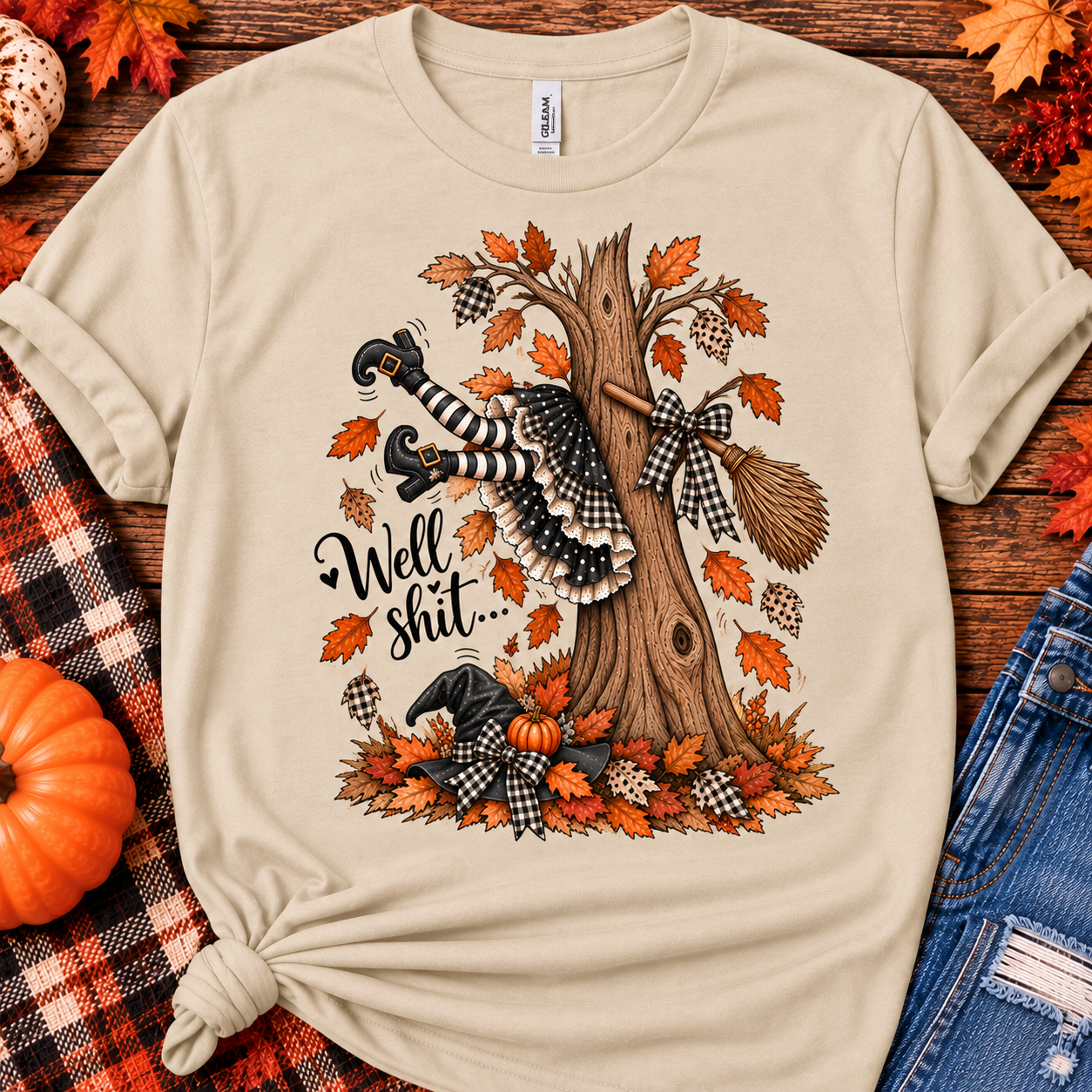 Well Shit Witch T-Shirt – Funny Witch Crash Halloween Graphic Tee