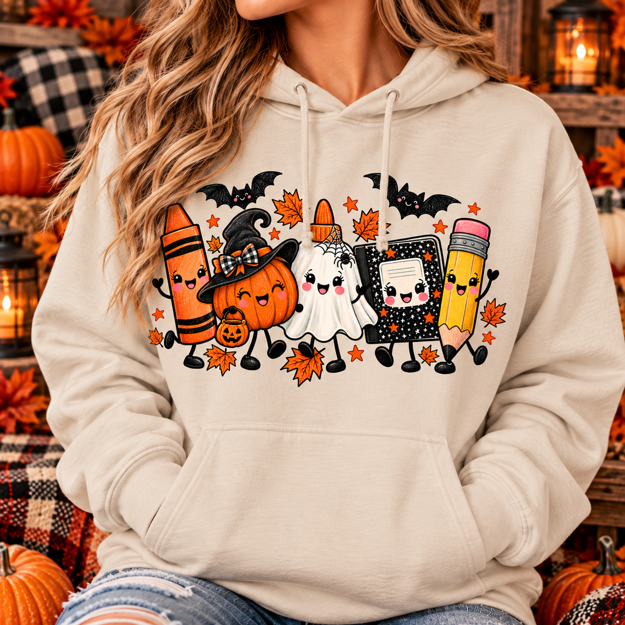 Halloween Teacher Pullover Hoodie | Cute Spooky School Graphic Sweatshirt