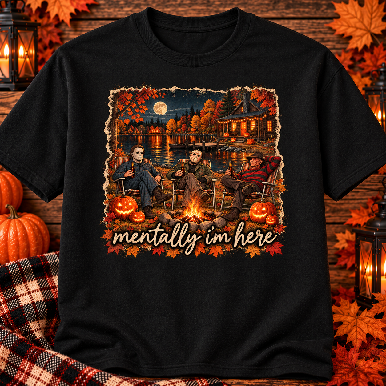 Mentally I’m Here Halloween T-Shirt | Horror Inspired Fall Graphic Tee