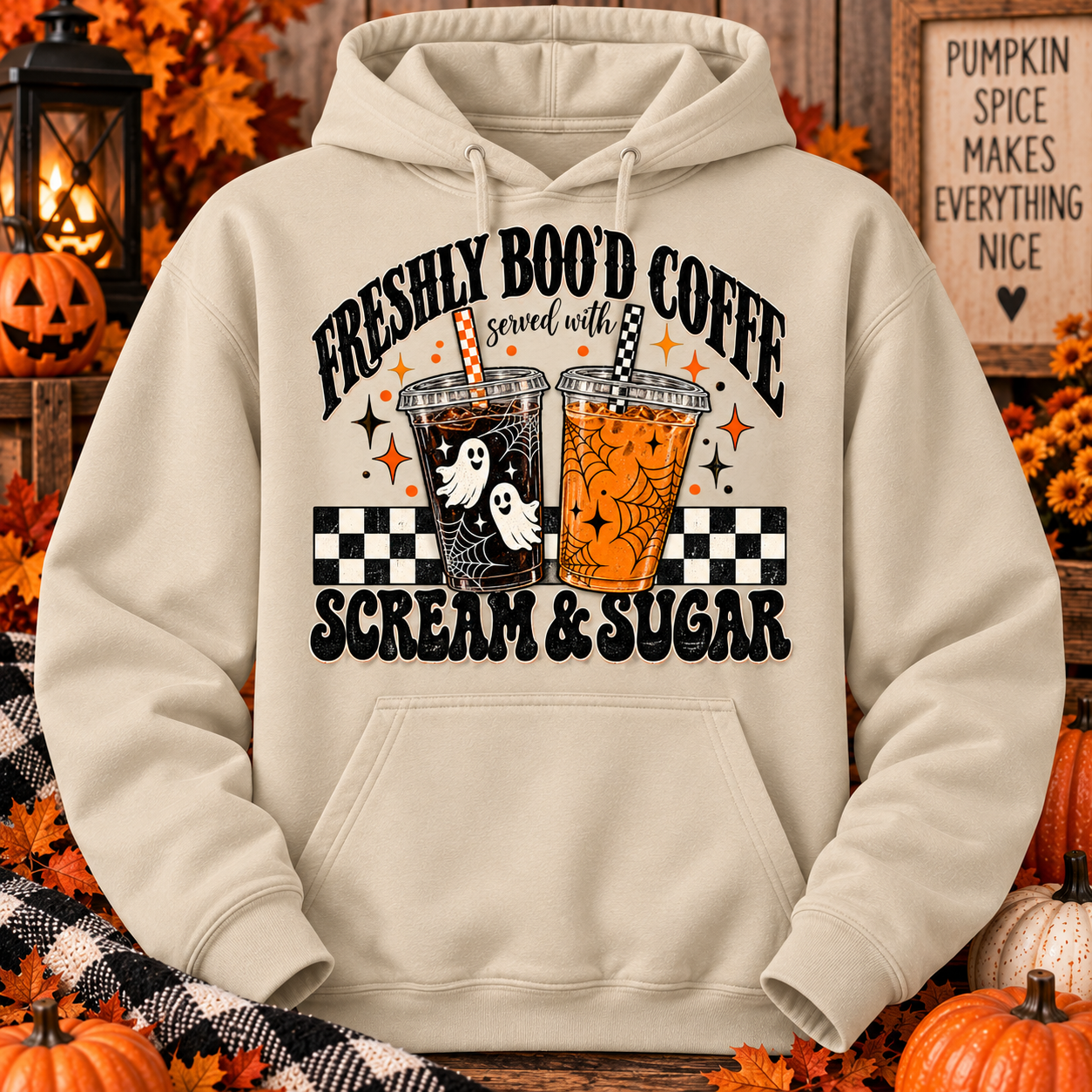 Freshly Boo’d Coffee Halloween Hoodie | Fall Coffee Lover Pullover