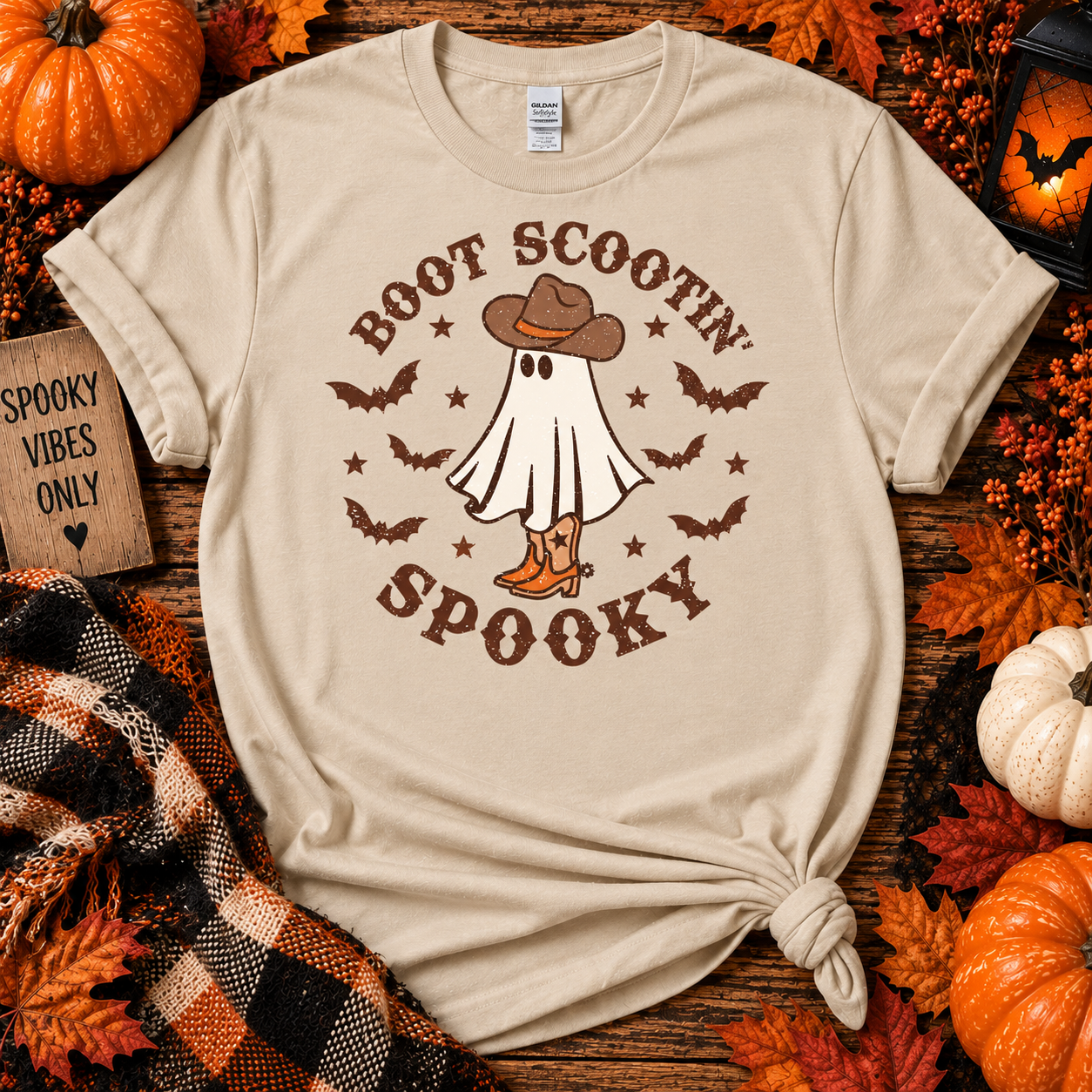 Boot Scootin’ Spooky T-Shirt – Western Ghost Halloween Graphic Tee