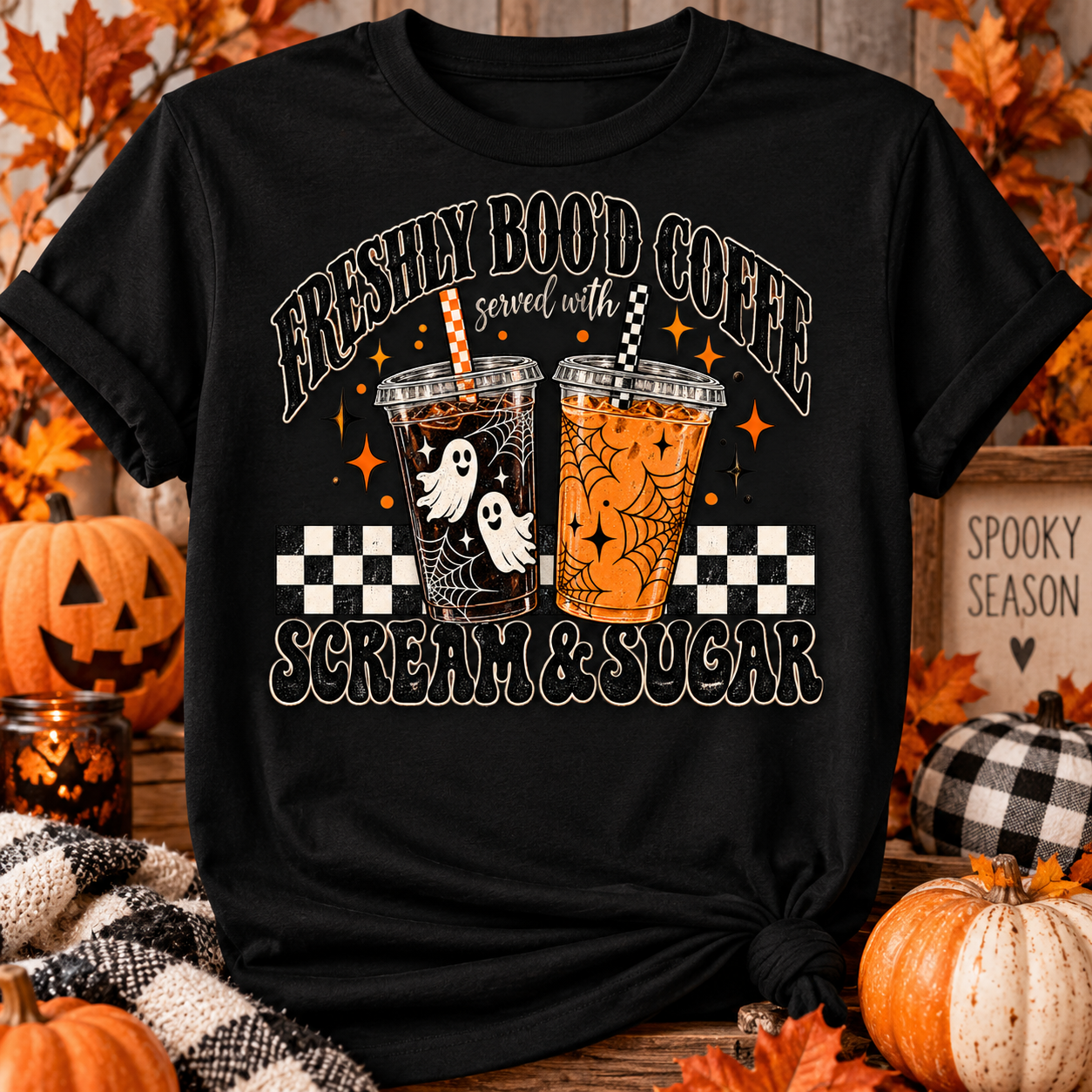 Freshly Boo’d Coffee T-Shirt – Scream & Sugar Halloween Coffee Tee Category