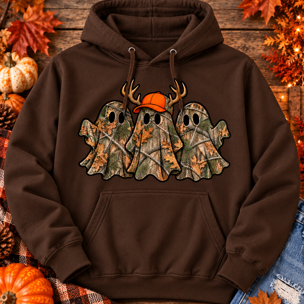 Camo Ghost Hunting Hoodie – Spooky Hunting Ghost Halloween Pullover