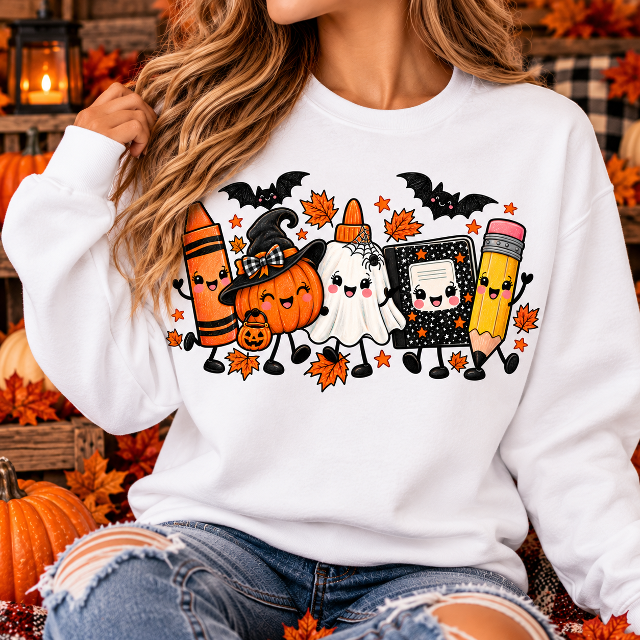 Halloween Teacher Crewneck Sweatshirt | Cute Spooky School Graphic Sweatshirt
