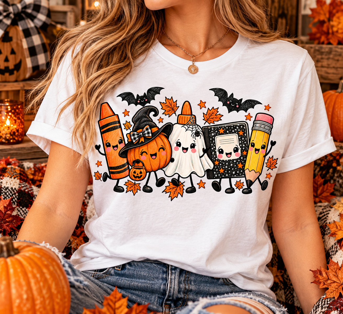 Halloween Teacher T-Shirt | Cute Spooky School Graphic Tee | Fall Teacher Shirt