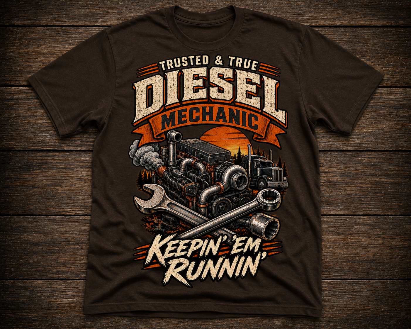 Trusted & True Diesel Mechanic Men’s T-Shirt – Keepin’ ’Em Runnin’ Graphic Tee