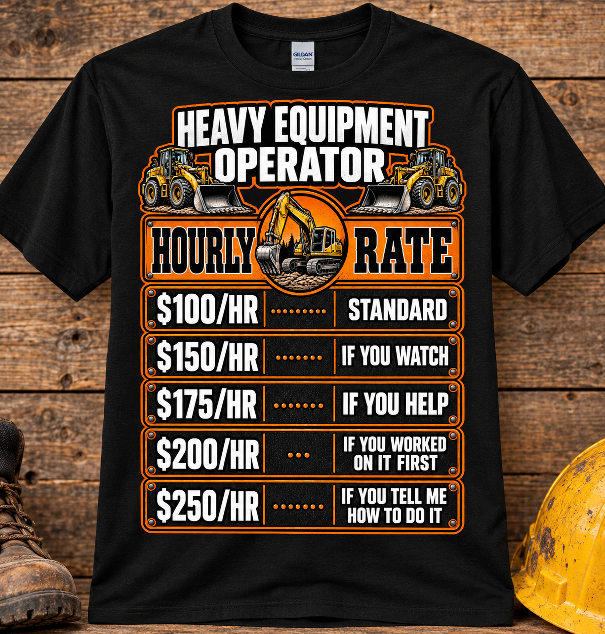 Heavy Equipment Operator Hourly Rates Men’s T-Shirt – Funny Operator Graphic Tee