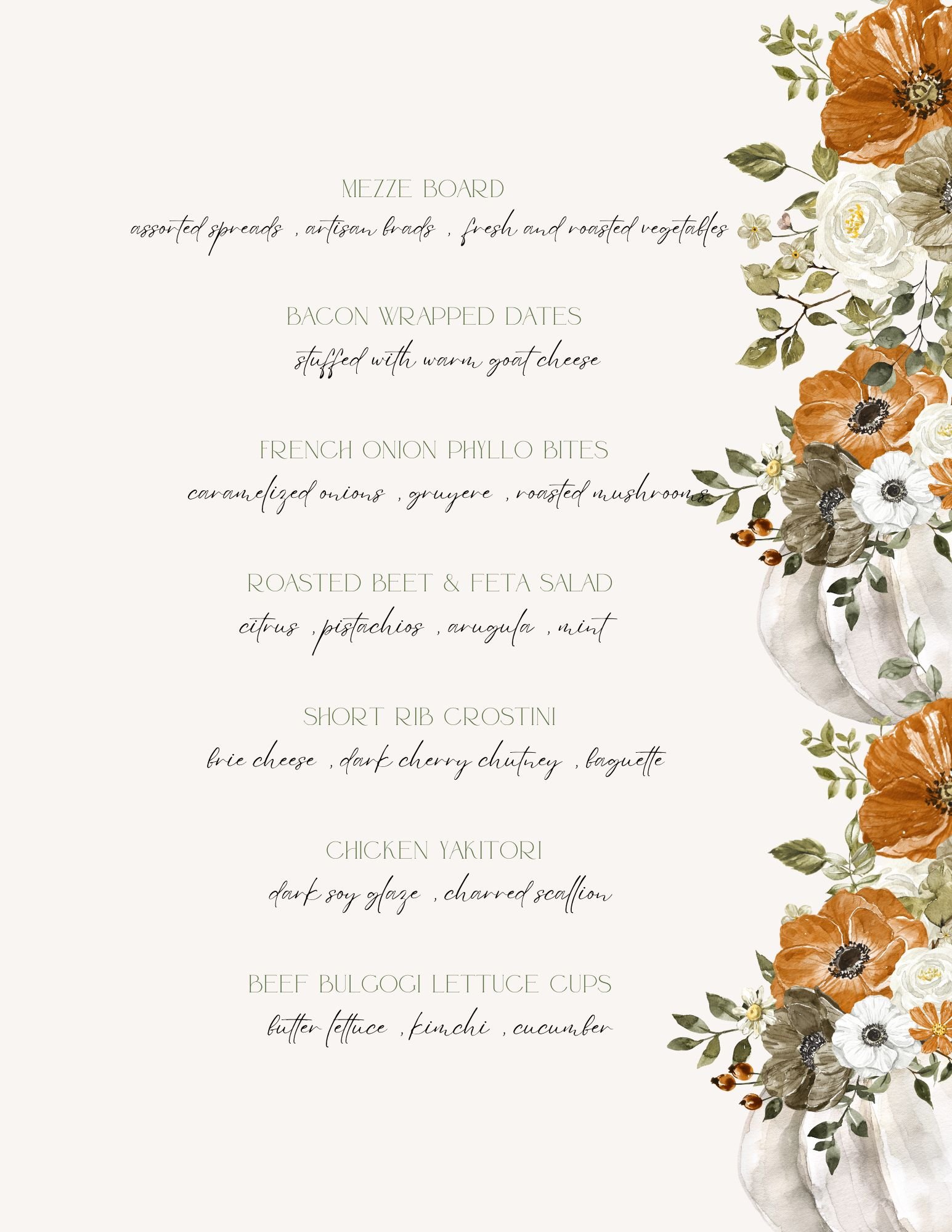 Sample menus chef paula mcdade
