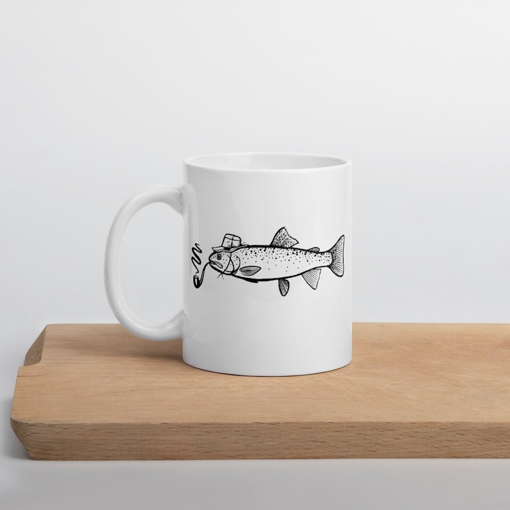 Smoking Trout Coffee Mug  Fish Face Goods