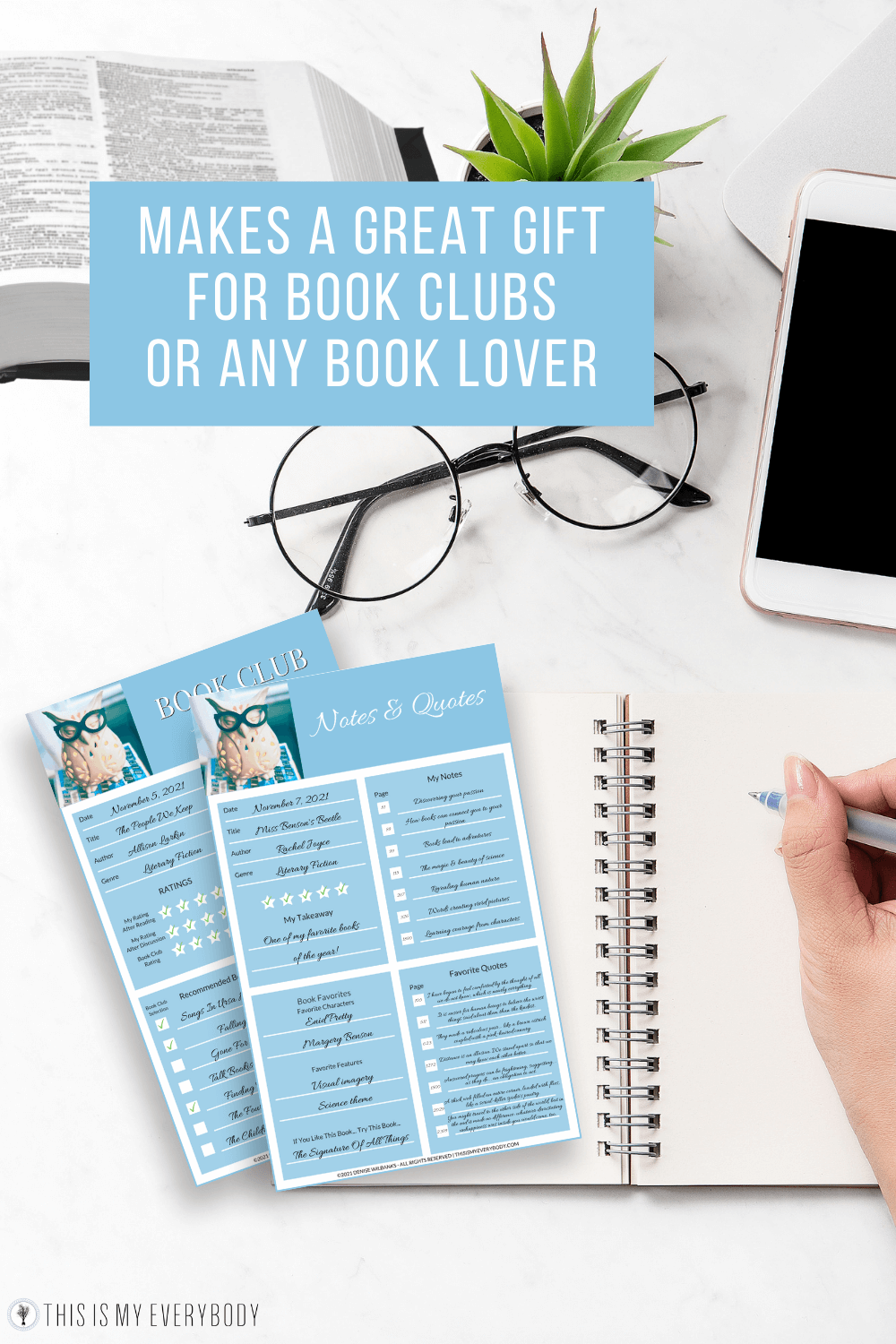 Reading Journal Printable Cards, Book Club Book Journal Cards — This Is My  Everybody, Simple Living, Minimalist Lifestyle Coaching