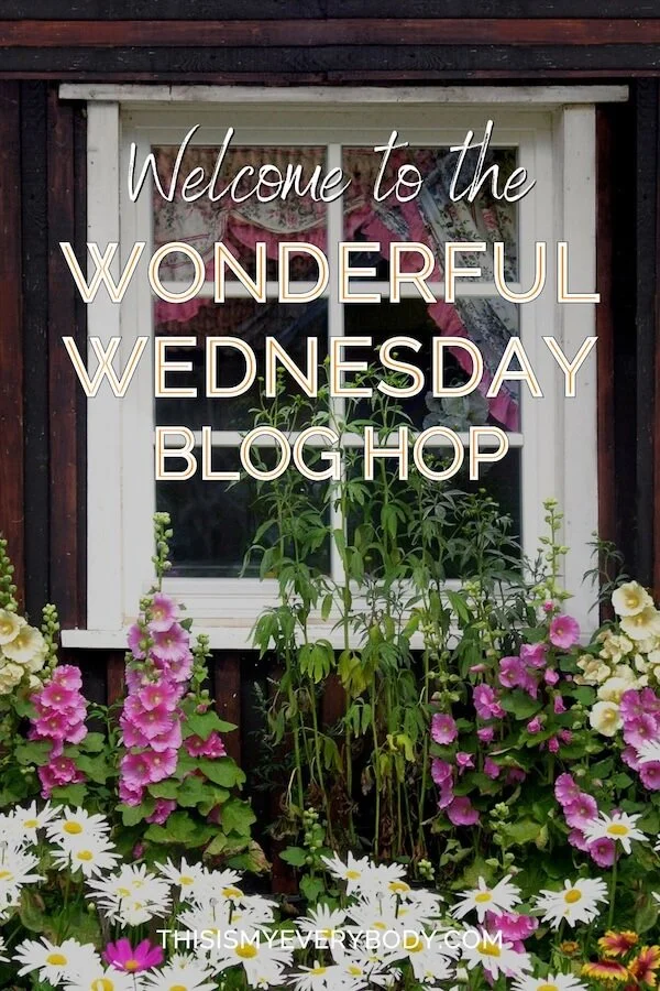 Welcome to the Wonderful Wednesday Blog Hop (Exterior cottage window with spring garden in full bloom)