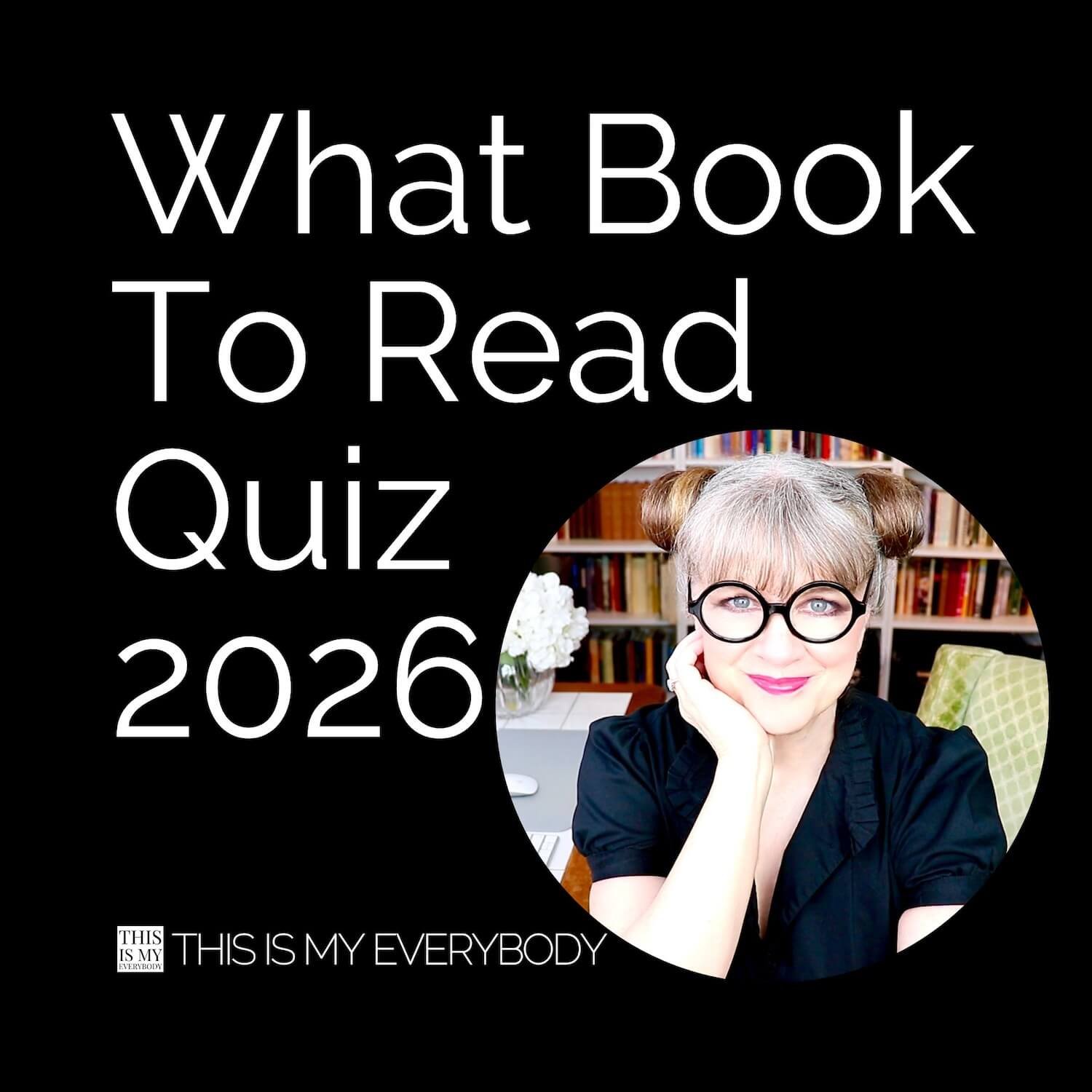 What Book Should I Read Quiz (Denise at desk in front of bookshelves)