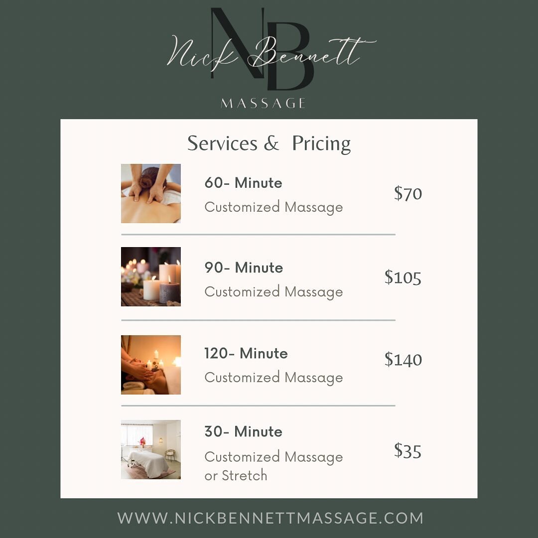 Check out our services and schedule your appointment today! Visit our website for more service information and scheduling!
 

 #massage #massagetherapy #massagetherapist #pnw #lynnwood #millcreek #wa #newbusiness #smallbusiness #smallbusinessowner #s
