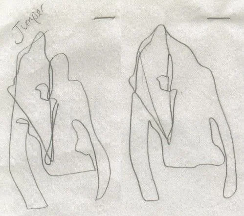 Freehand sketch done blindfolded by Hussein Chalayan for spring summer 05 collection &lsquo;𝑩𝒍𝒊𝒏𝒅𝒔𝒄𝒂𝒑𝒆&rsquo;