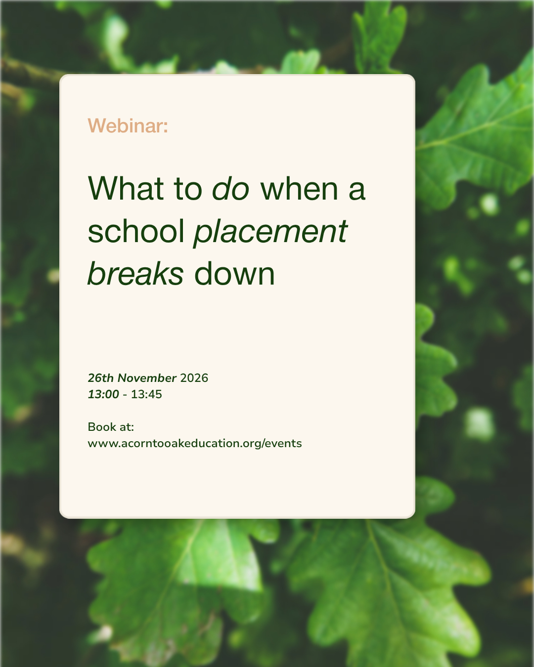 What to do when a school placement breaks down