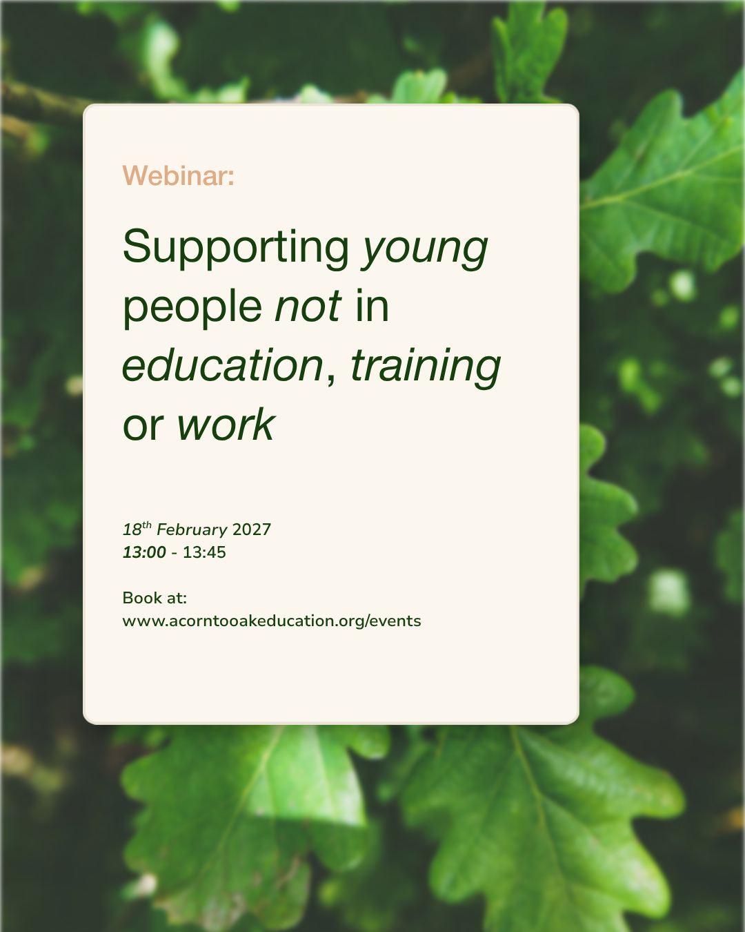 Supporting young people not in education, training or work