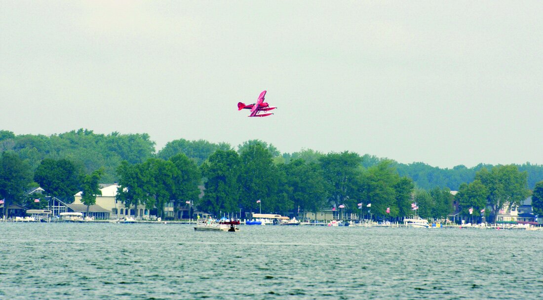 Biplane Lands on Wawasee