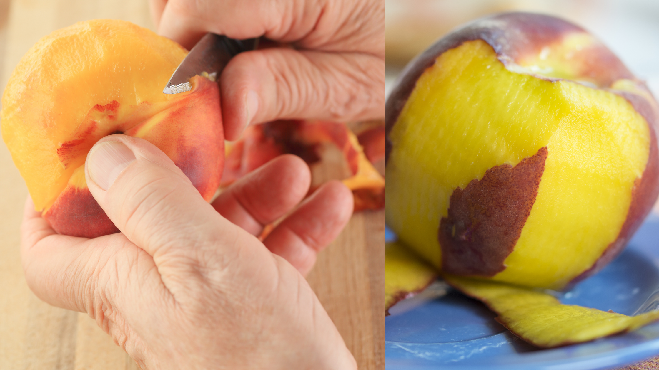 peaches being peeled