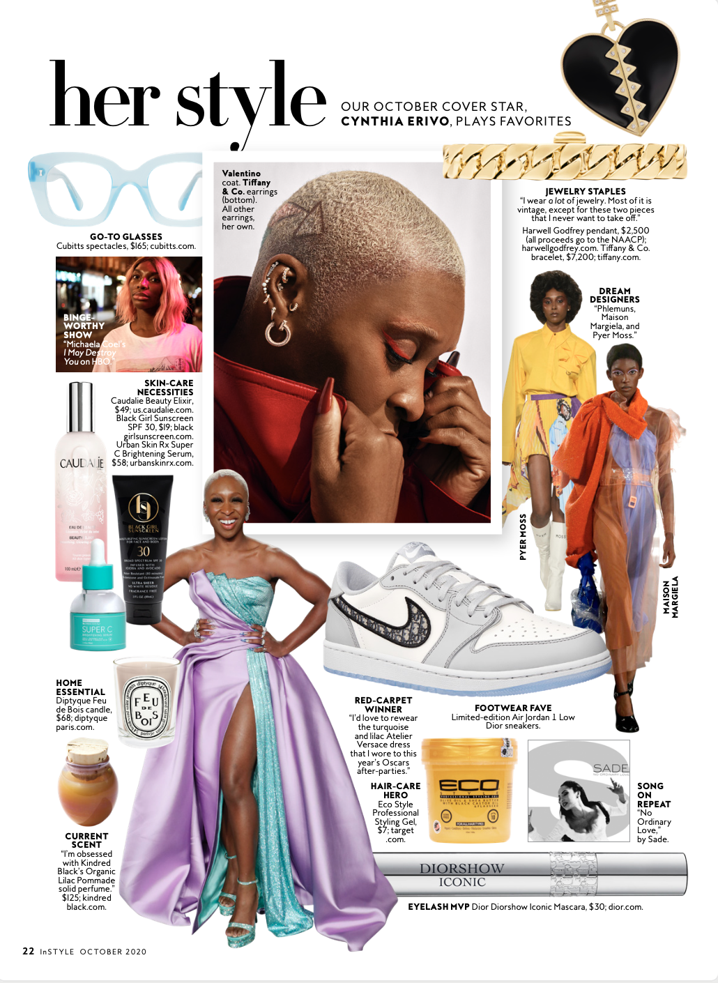 Cynthia Erivo plays favorites for InStyle's October 2020 "Her Style" page