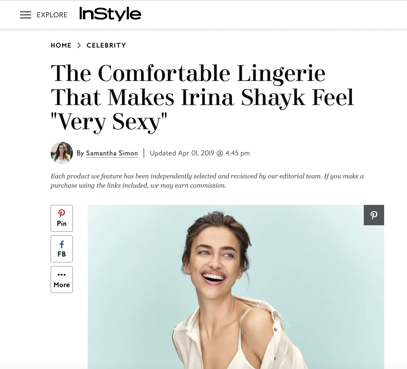 The comfortable lingerie that makes Irina Shayk feel "very sexy"