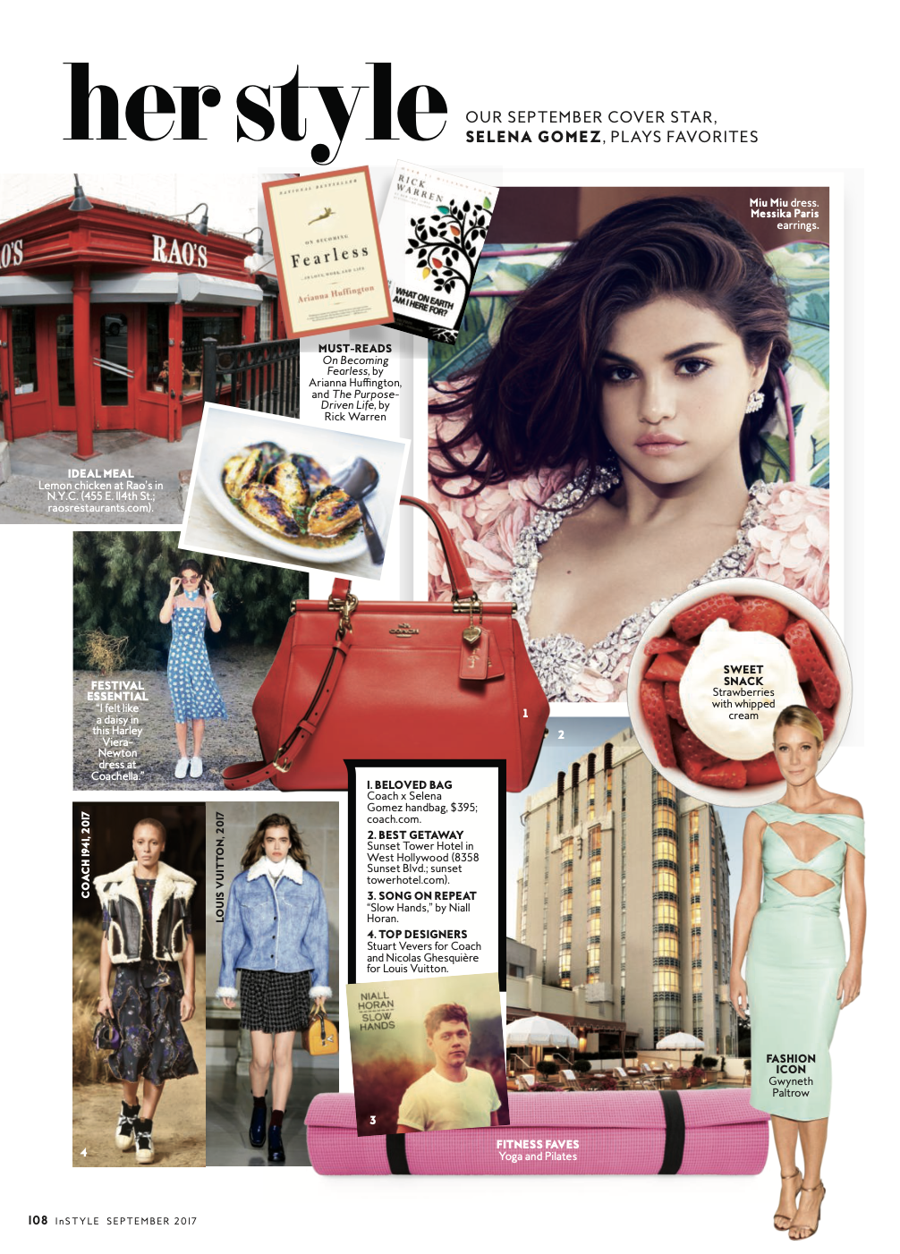 Selena Gomez plays favorites for InStyle's September 2017 "Her Style" page