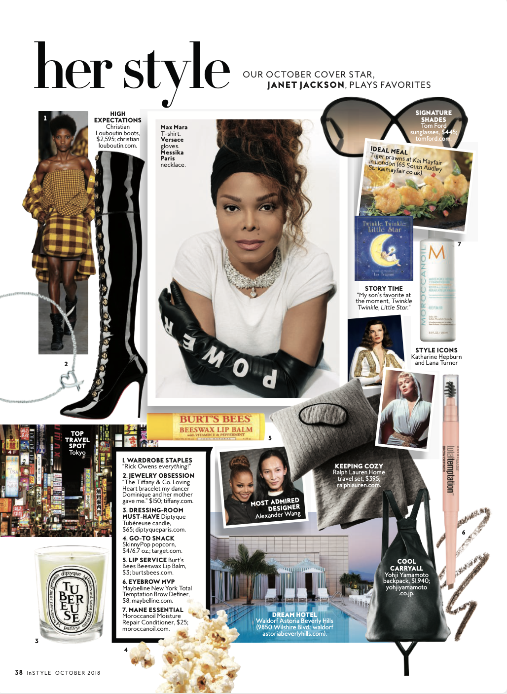 Janet Jackson plays favorites for InStyle's October 2018 "Her Style" page
