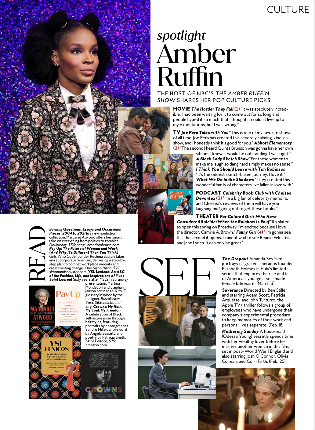 InStyle's March 2022 culture page featuring Amber Ruffin