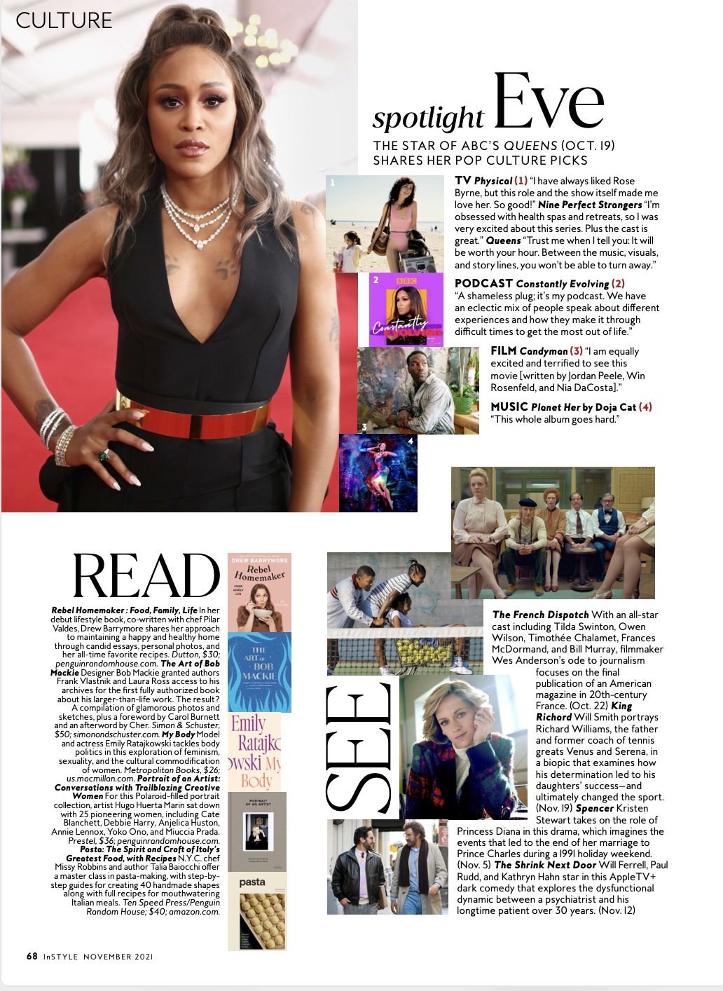 InStyle's November 2021 culture page featuring Eve