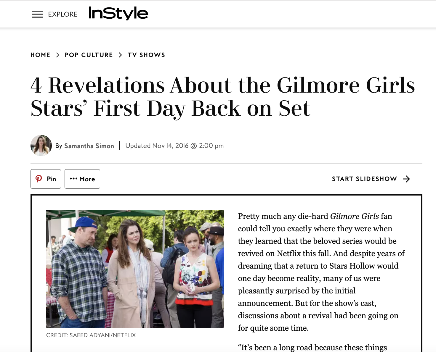 A recap of the first day of filming for the Gilmore Girls reboot