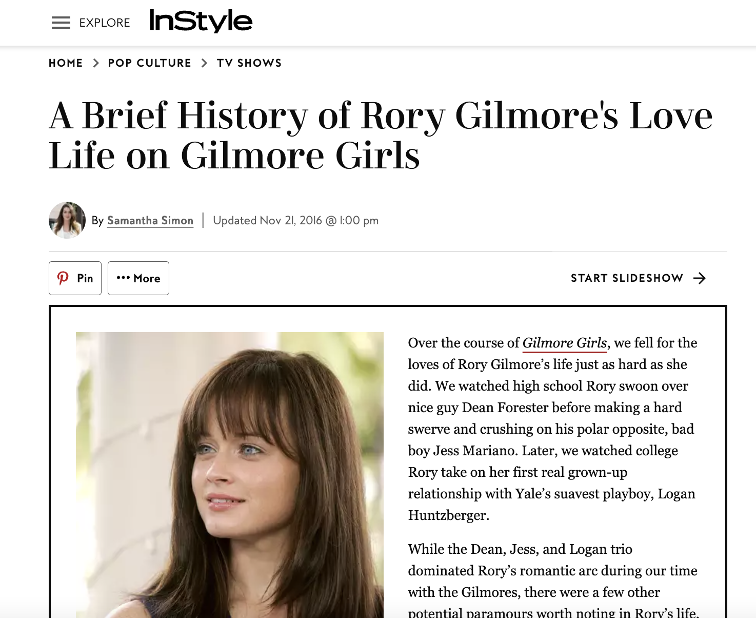 A history of Rory Gilmore's romances on Gilmore Girls