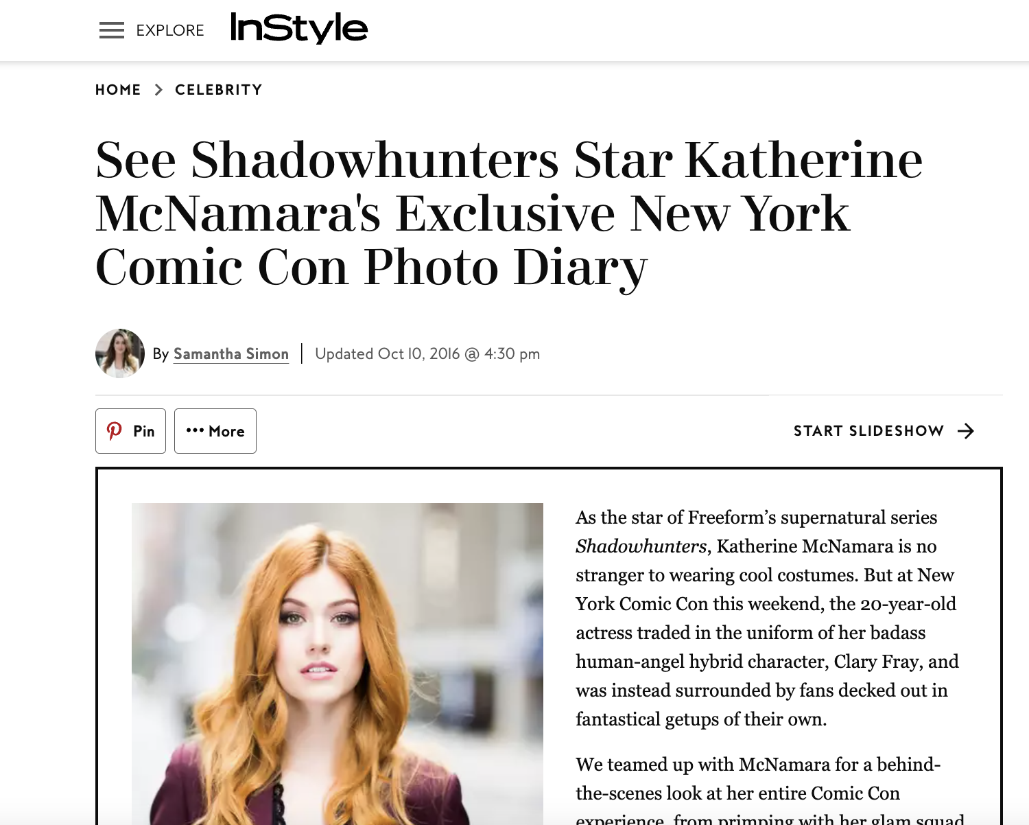 Katherine McNamara's diary from 2016 New York Comic Con