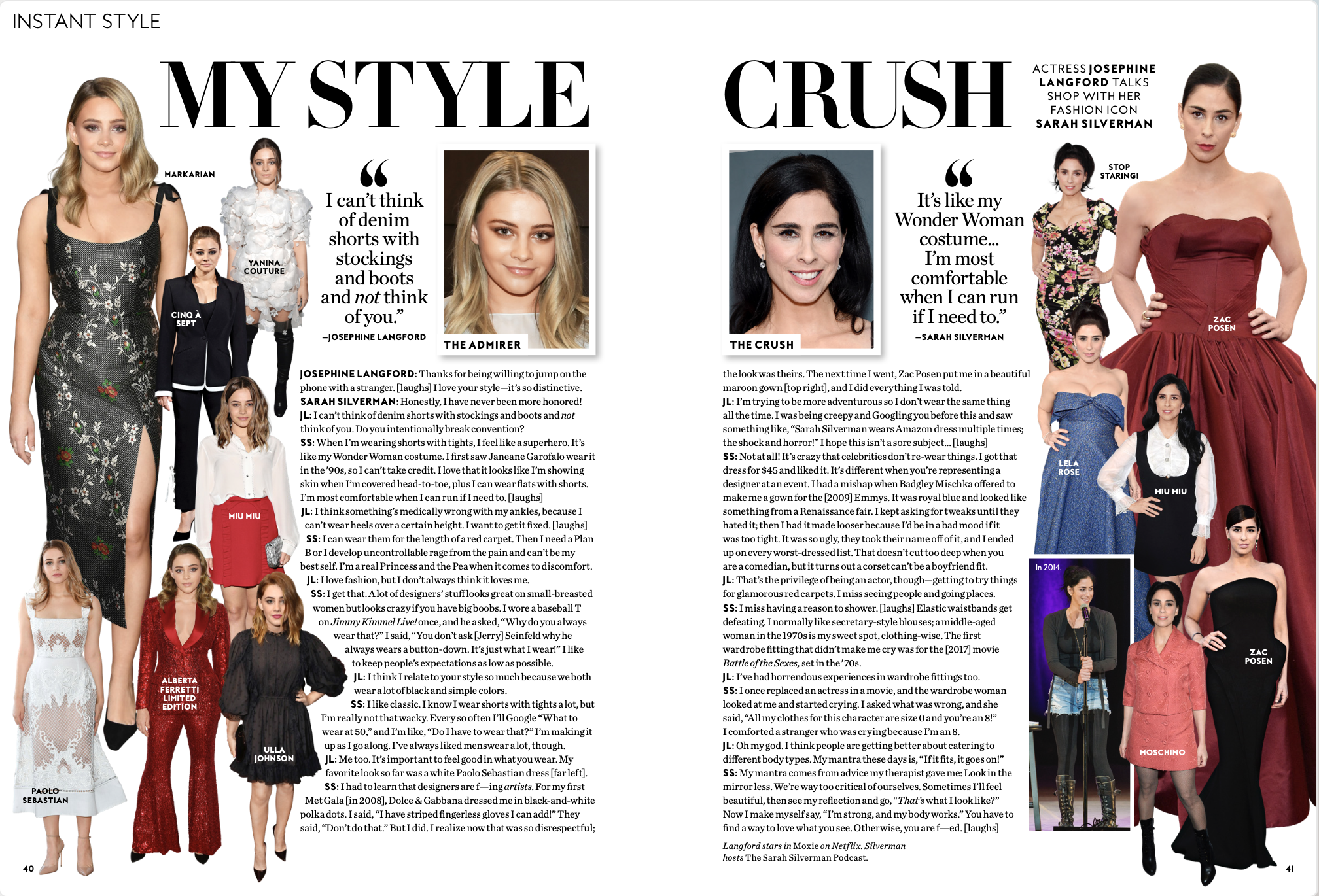 Actress Josephine Langford talks shop with her fashion icon Sarah Silverman