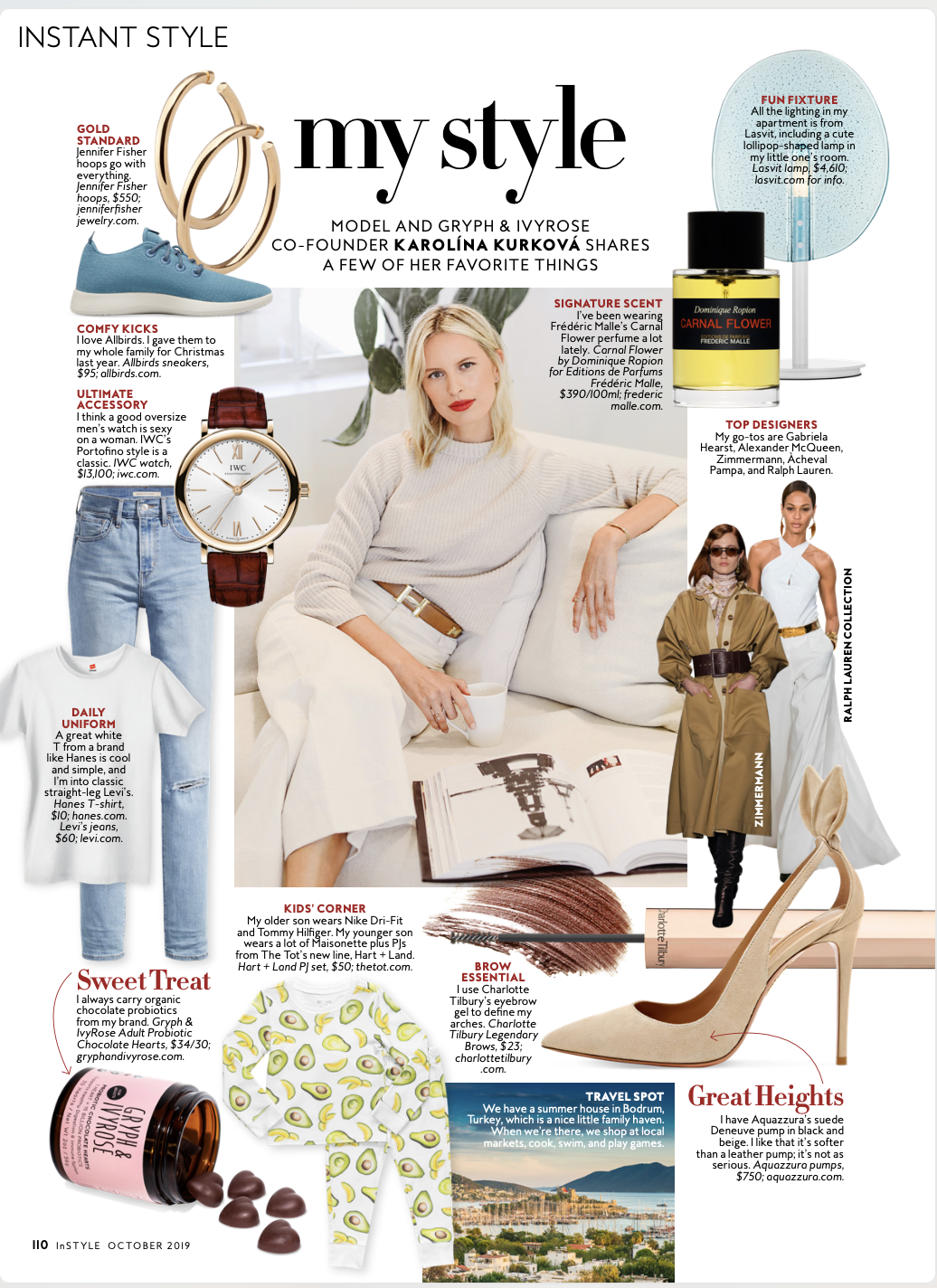 Model and Gryph & IvyRose founder Karolina Kurkova shares a few of her favorite things