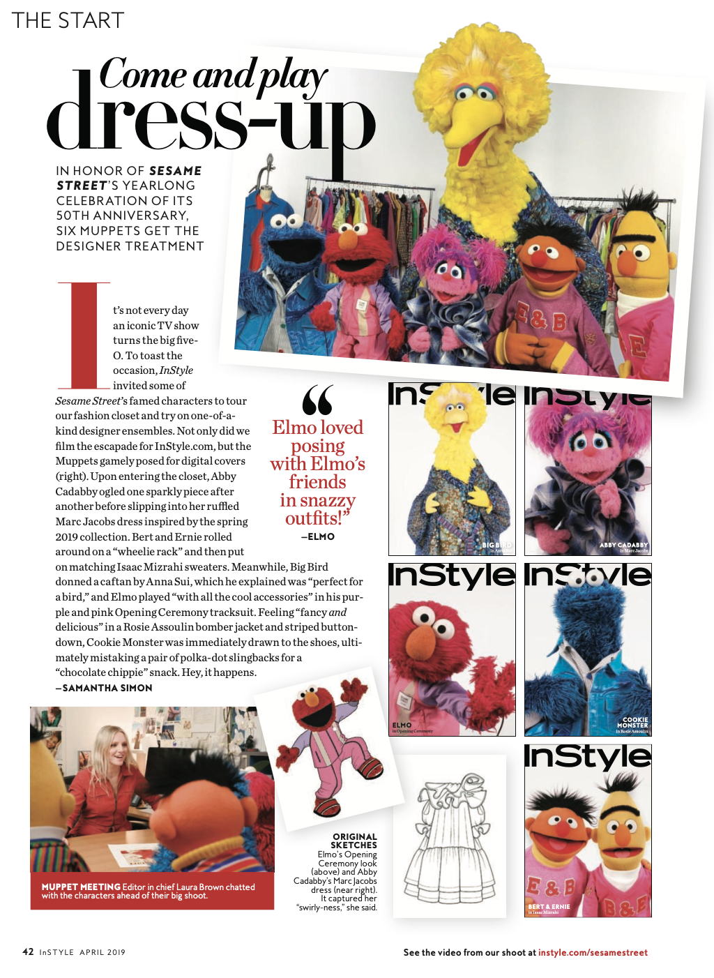 In honor of Sesame Street's yearlong celebration of its 50th anniversary, six Muppets get the designer treatment