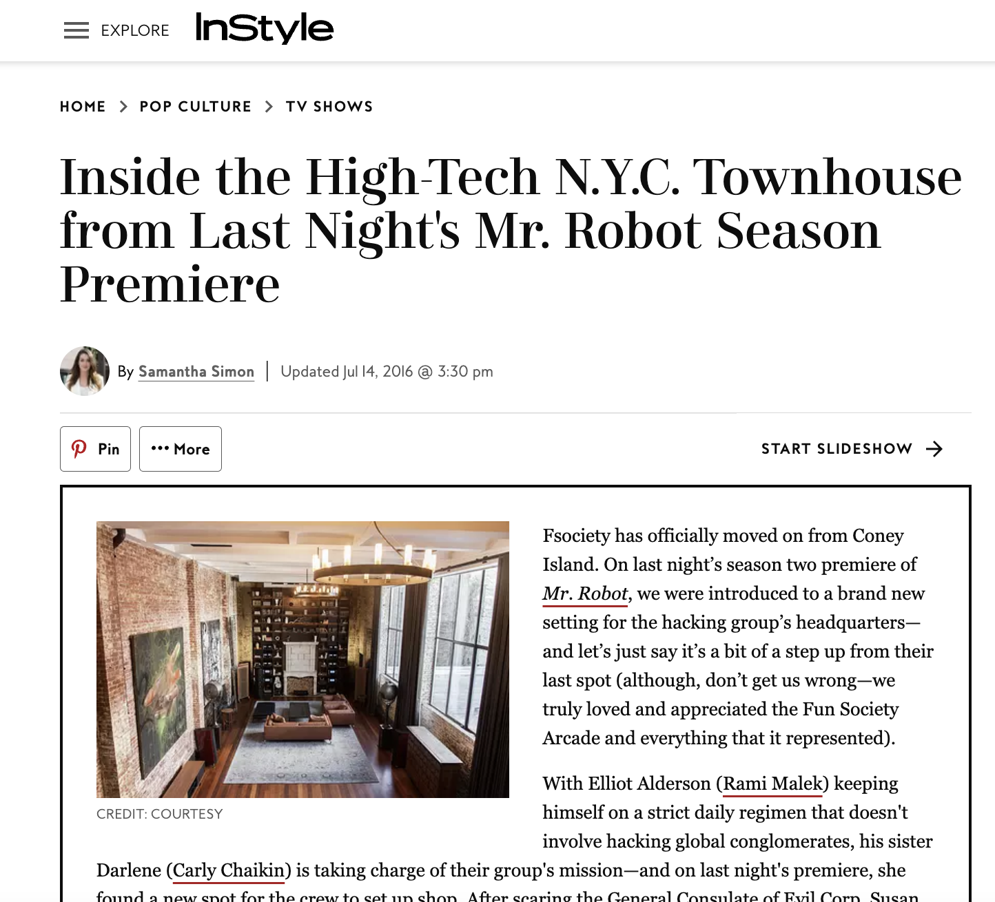 Tour of the high-tech townhouse featured on Mr. Robot