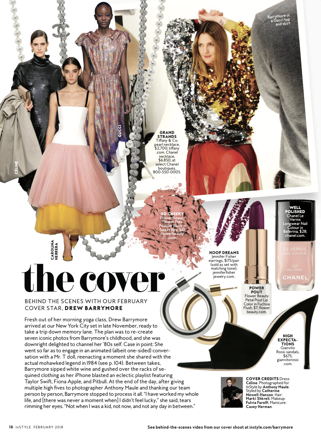 Behind-the-scenes with InStyle's February 2018 cover star, Drew Barrymore