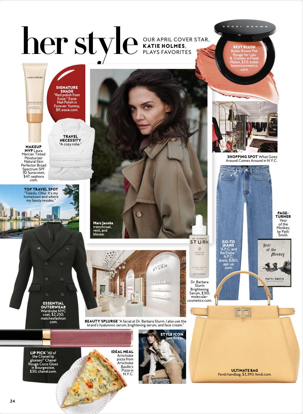 Katie Holmes plays favorites for InStyle's April 2020 "Her Style" page