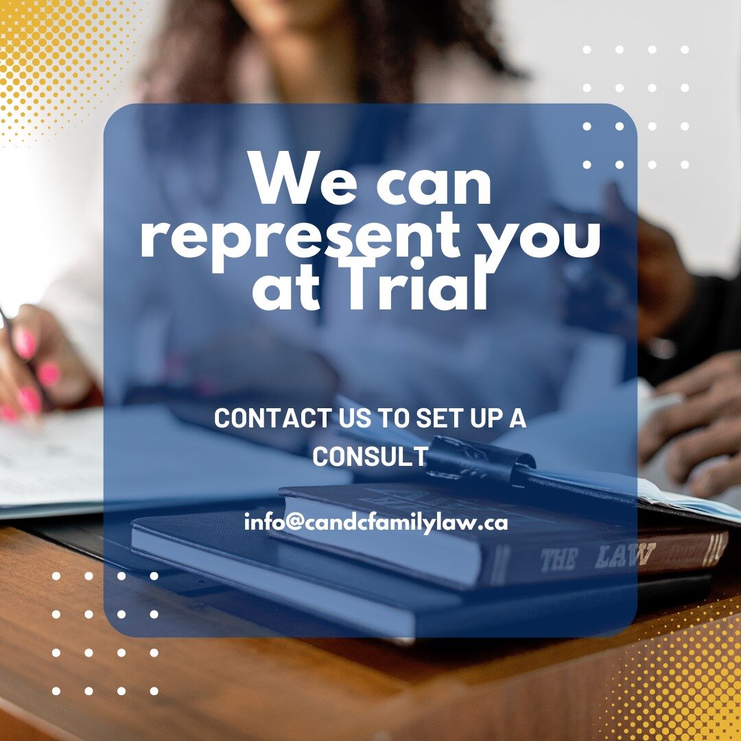 Our firm offers a dedicated team with extensive Trial experience.  If your matter is going to Trial and you think you could benefit from representation, contact us to set up a consult:
📧 info@candcfamilylaw.ca
☎ 519-340-2766
💻candcfamilylaw.ca

#fa