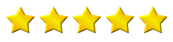 Five gold stars in a row.