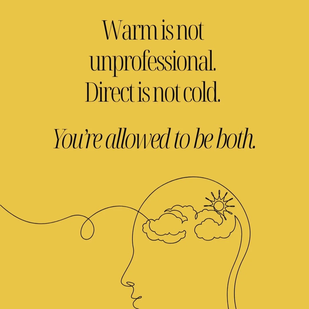 Therapists: You don&rsquo;t need to shrink your voice to sound &ldquo;professional.&rdquo;
You don&rsquo;t need to flatten your warmth, censor your clarity, or over-polish your personality.

You can be warm and grounded. Direct and compassionate.
You
