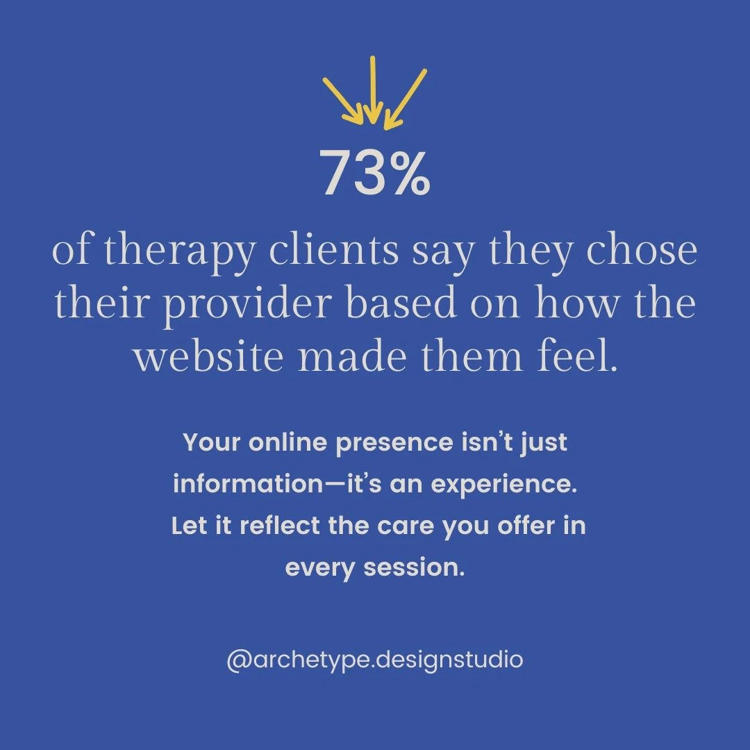 Design isn&rsquo;t just about looking good&mdash;it&rsquo;s about feeling right.

💡 73% of therapy clients say they chose their provider based on how the website made them feel. That means your tone, colors, layout, and photos all speak before you d