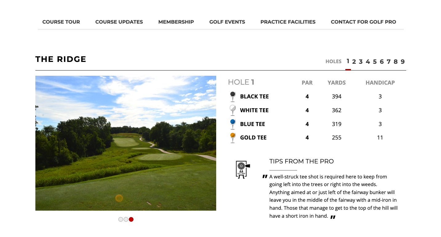 Selections from the EVCC website, revamped under my direction and with my copy in 2015. I took all course tour photos and interviewed the Club's PGA Pro to create the pro tips for each hole.