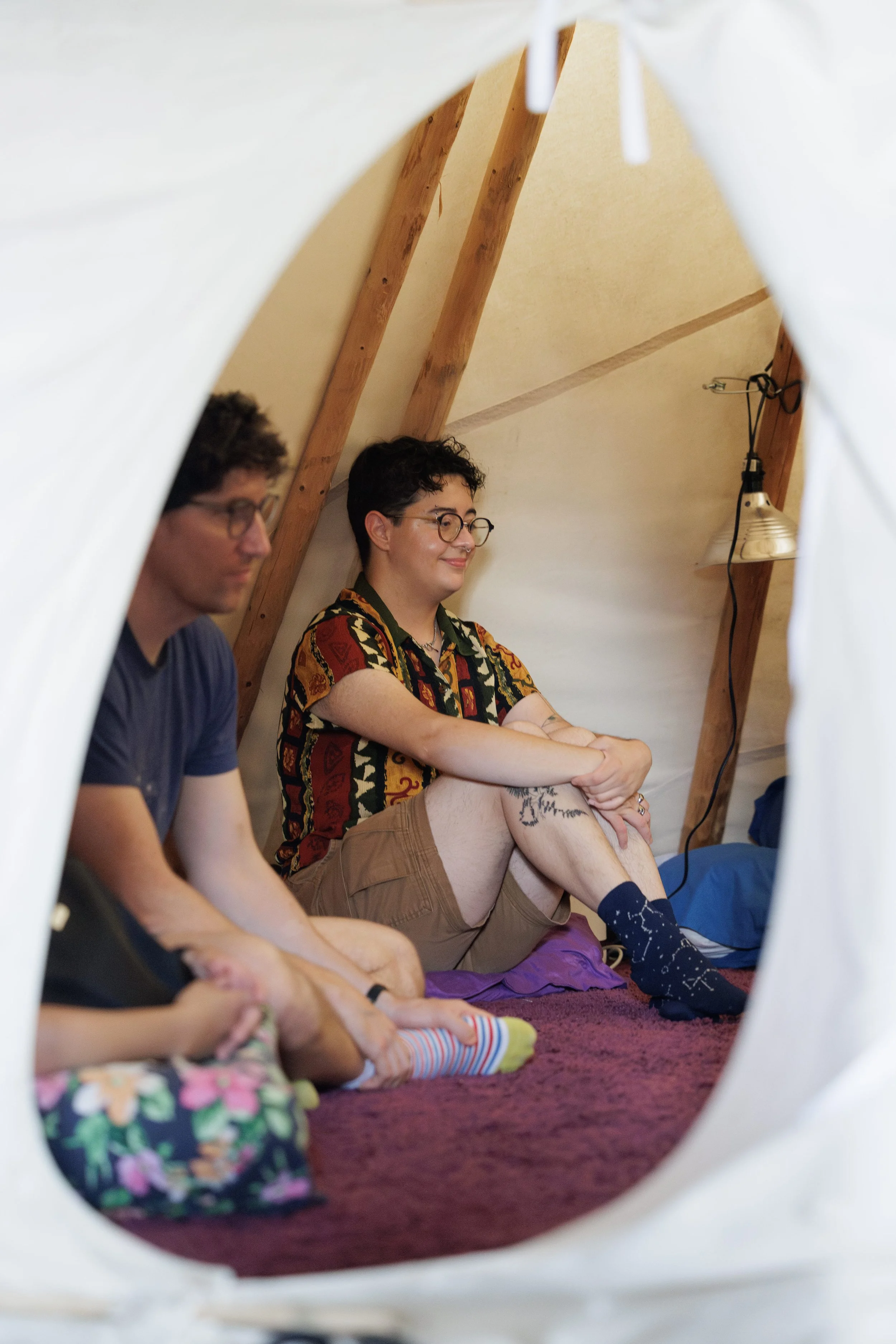Katy Gunn – Sound Shapes Compositions in tepee (Last Frontier NYC), Kingsland Wildflower Festival, 2025. Photo: Tao Ho