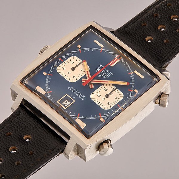 Heuer Monaco ref. 1133. This example is the actual watch worn by Steve McQueen.