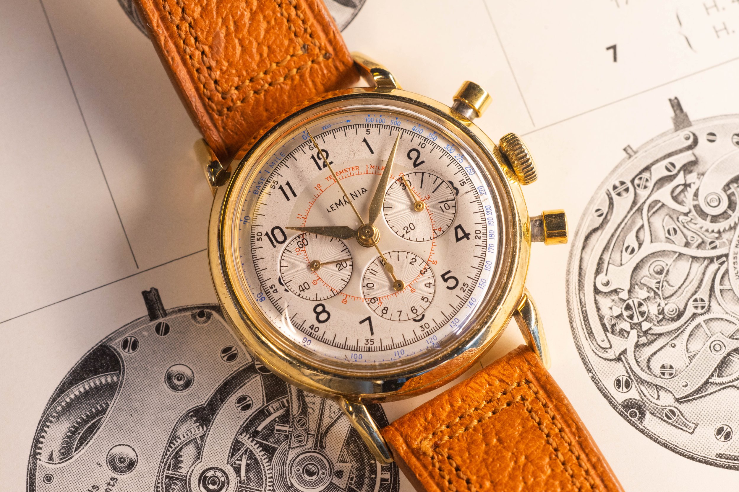 Lemania 27CH Chronograph 18k side left