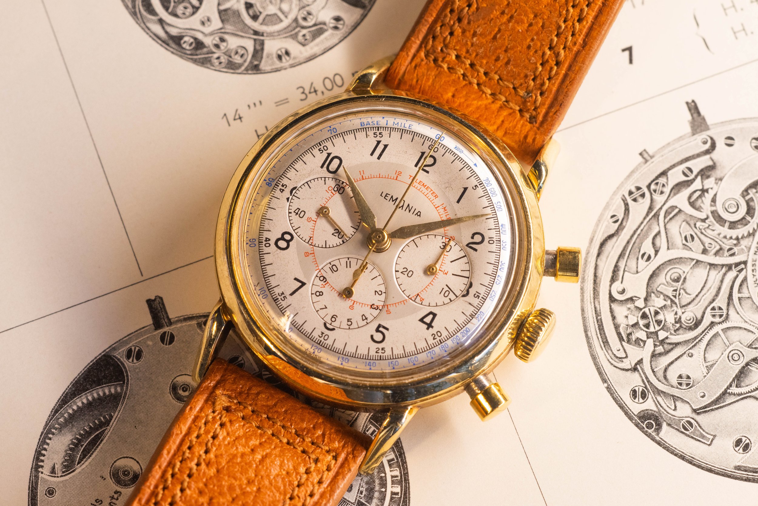 Lemania 27CH Chronograph 18k front